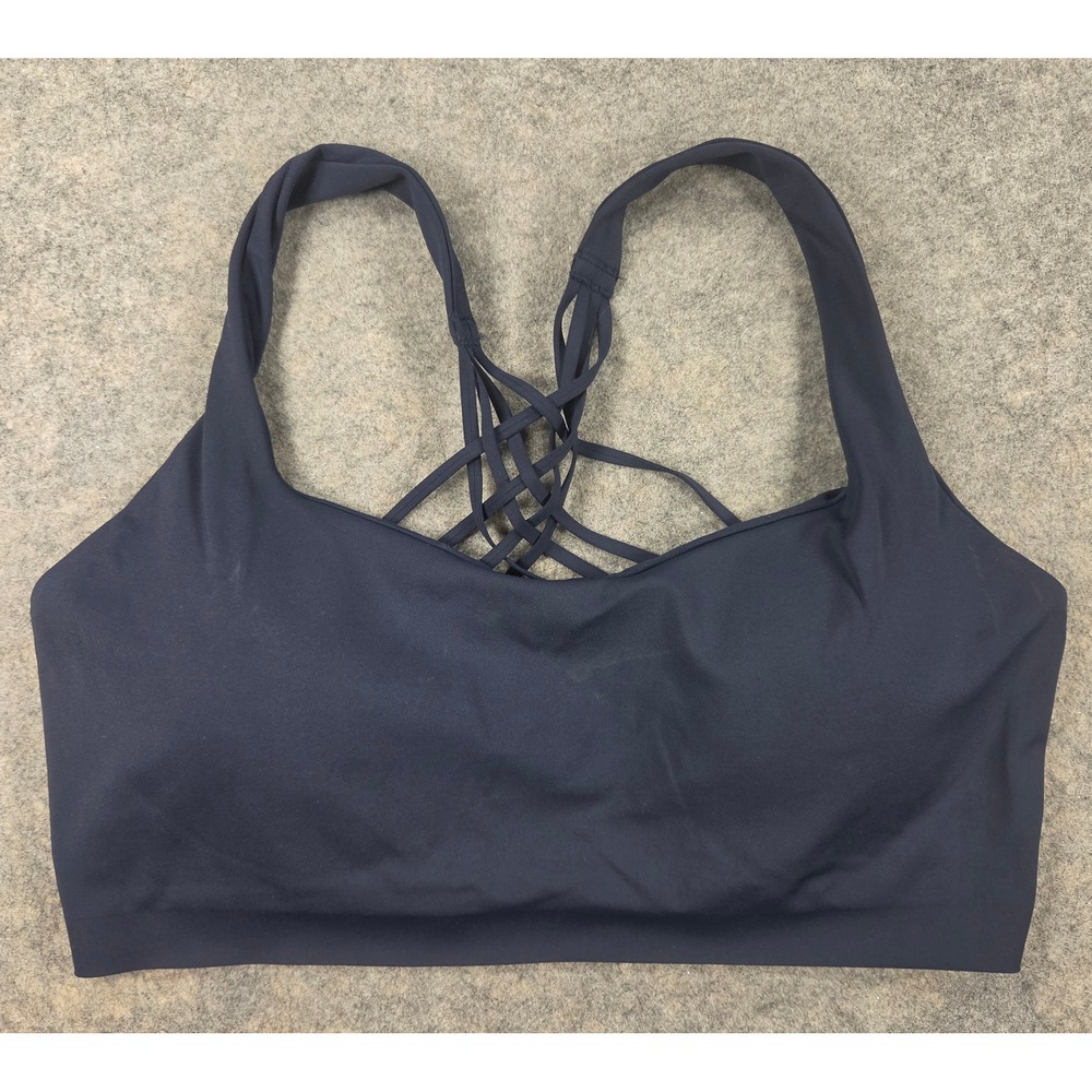 Lululemon Free To Be Wild Serene Bra Navy Blue Strappy Yoga Sports Bra Size L/XL